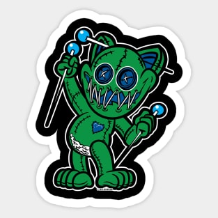 Happy VooDoo Kitty Cat Doll Green and Reflex Blue Sticker